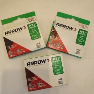Lot Of 3 Arrow Fastener 214,215,276 JT21/T27 1/4, 3/8, 5/16 Staples, 1,000 Ea